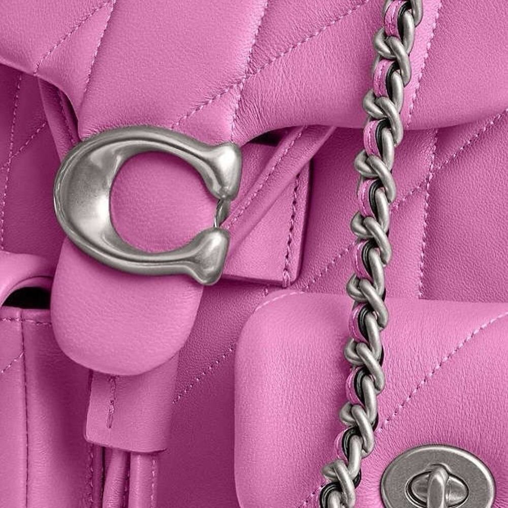 NWT Coach Tabby Backpack Pillow Quilting in Silver/Fuschia Nappa Leather CU076 - Picture 16 of 16